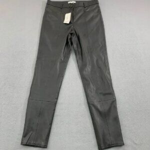 Milly 19HP29 Rue Faux Leather Pants Womens 27 Black Flat Front Mid Rise Skinny